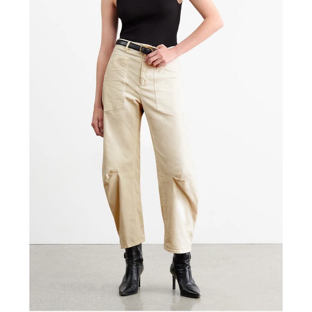 Nili Lotan Shon Pant Curved Barrel Leg Sandstone Beige Tan 10